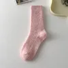 Femmes chaussettes CHAOZHU automne hiver chaud laine épaissir côtes en vrac couleurs unies mode filles dame neige jour maison chambre plancher chaussette mérinos