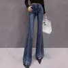 Kvinnors jeans höga midja stretch mager slits denim byxor modetestones blossade kvinnor eleganta mujer vaqueros byxor damer