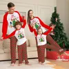 Famille correspondant tenues dessin animé rouge à carreaux noël maison porter costume doux parent enfant vêtements de nuit à manches longues pantalons pyjamas deux pièces ensemble 231127