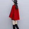 Päls 2021 Autumn/Winter Pure Color Fashion Wool Blandar Ponchos Shoulder Clasp Women Short Cape Coat Cloak Long Sleeve Shawl Cardigan