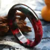 Bangle Chinese Natural Peach Blossom Jade Hand-carved Wide Band Bracelet Fashion Boutique Jewelry Men And Women Pink