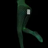 Sexy Chaussettes Shining Light Onepiece Mesh Vêtements Perspective Bretelles Résilles Blanc Soie Tentations Lumineux Discothèque 230427