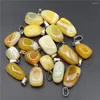 Pendant Necklaces 24pcs/lot 2023 Natural Yellow Agates Onyx Irregular Shape Pendants Charms Wholesale For Diy Jewelry Necklace