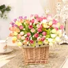 Decorative Flowers (1 Bunch/15Heads) QQ Rose Buds Artificial Simulation Flower Home Party Wedding Decoration Plant Potted Plants
