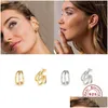 Joyería Pendientes de aro ErqiThree Garra Barra de torsión Stud 925 Sterling Sier Aguja Metal Piercing Pendientes para mujeres Joyería fina de lujo Dr Dhtpv