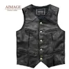 Mens Vests men 100% real Genuine leather vest jacket Vintage Leather Motorcycle Vest Slim Fit Real Cow Waistcoat Bike 231127