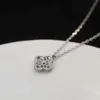 High Version Classic Mini Full Diamond Lucky Grass Necklace Women's Single Flower Pendant Transport Collarbone Chain