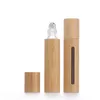 100pcs 5ml 10ml doldurulabilir boş bambu rulosu şişe paslanmaz top 1/3oz parfüm aromaterapi şişe yağ silindiri şişesi