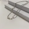 Hangende kettingen u-magische doublelaagse asymmetrie ronde kraal strass ketting voor vrouwen punk kristal geometrische metalen sieraden