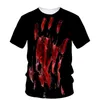 T-shirts pour hommes Horreur Hip Hop Sang 3D Impression Chemise D'été O Cou T-shirts À Manches Courtes Hauts Mode Vêtements Masculins Lâche T-shirts Occasionnels