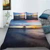 Bedding Sets Style Summer Beach Series imprimindo Luxury Duvet Capa Conjunto de cama Tampa de edredon com travesseiros 2/3 pcs 230427