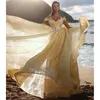 Party Dresses Yellow Evening Sleeveless V Neck Beaded Lace Shiny Sequins Off Shoulder Celebrity Prom Custom Made