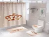 Shower Curtains Pink Crown Flowers Printed Curtain Set Simple Marble Bath Bathroom Decor With Hooks Antislip Bathing Mats Rugs4500039