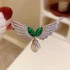 Broches aile d'ange pour femmes fille Imitation perle brillance zircone accessoires de mode conception romantique fête bijoux cadeau broche