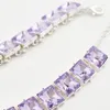 Choker Stonefans Fashion Short Necklace Purple Color For Women Statement Square Glass Crystal Charm Collar Jewelry