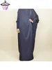 Etnische kleding voor vrouwen Jurk met BANDANA Moslim Hijab Ramadan Losse Abaya Jibab Grote gesmokte mouwen Effen Abaya Gebed Kaftan Gewaad