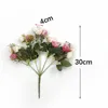 Decorative Flowers 30Cm 1 Bouquet Artificial Flower Fake Pink Rose For Home Desk Decor Wedding Birthday Party Decoration Supplies