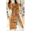 Women's Fur Women Fashion Luxury Vest Coat Elegant Warm Thick Faux Sleeveless Long Type Winter Outwear