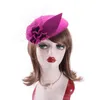 Vintage Pure Wool Fedora Cap Women Netting Floral Headwear Elegant Ladies Pillbox Hat With Veil A044