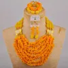 Collana orecchini set corallo giallo ramo frammentato moda donna africana accessori da sposa sposa nigeriana XK-48