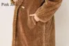 Fourrure ROSE JAVA QC1848 nouveauté livraison gratuite réel manteau de fourrure de mouton long style chameau teddy manteau sur la taille hiver femmes manteau