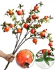 Flores decorativas laranja artificial romã ramo falso frutas para decoração de natal casa el escritório decoração ao ar livre