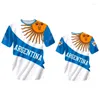 T-shirts pour hommes argentine drapeau 3d imprimé t-shirt d'été femme femme surdimensionnée surdimension