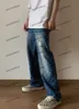 Xinxinbuy Men Women Designer Pant Paris grodhandduk Brodery Letter Jacquard Jeans Spring Summer Casual Pants Blue S-3XL