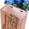 Bolsa de regalo portátil de vino tinto Vintage de grano de madera de 10 Uds., paquete de papel con patrón de botella de vino individual, bolso grueso doble de champán