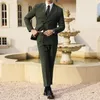 Abiti da uomo High Sense (pantaloni da completo) Fashion Business Colletto con bavero Tessuto a trama bicolore Abito da sposa da uomo doppio petto