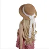 Caps Hats Baby Girl Straw Sunhat Lace Bowknot Beach Round Summer Head Accessory Fisherman 230426