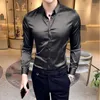 Men's Casual Shirts Mens Shirst High Quality Long-sleeved Slim Solid Color Formal Blue Shirt Collar Embroidery Business Social Men Clothing