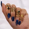 Anelli a grappolo ZOSHI Design Vintage Opale Knuckle Set per donna Argento Colore Boho Motivo geometrico Fiore Gioielli per feste