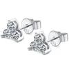 Studörhängen 2mm Moissanite för kvinnor 925 Silver D Color 3 Stone White Diamond Earring Party Fine Jewelry Gold