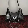 الأكياس المسائية mbti y2k girl chain pattern hedbag summer subculture dark punk underarm bag cross skull bag 230426