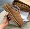 Stivali Pantofole Tasman Tazz Ciabatte in pelliccia di castagno Pelle di pecora Shearling Classic Ultra Mini Platform Uggliss Stivale invernale Ciabatte Donna Uomo Scarpe slip-on Tomaia in pelle scamosciata