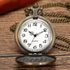 Pocket Watches Bronze Golf Man Quartz Necklace Watch Vintage Charm Arabiska siffror Display Pendant Clock Collections Gifts