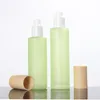20ml 30ml 40ml 60ml 80ml 100ml 120ml Green Frosted Glass Cream Jar Mist Spray Lotion Pump Bottle with Wooden Lids Caps Cosmetic Contain Xxux