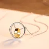 Designer Double Ring Double Color Pendant Necklace Women Fashion Luxury s925 Silver Necklace Plated 18k Gold Collar Chain Female Brand High-end Jewelry Gift