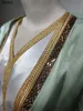 Etnische kleding Marokkaanse Caftan Luxe Silk Satin Elegante Lantern Sleeve 3pcs Dress Diamonds Abaya Moslimsets Ramadan -jurken voor vrouwen 230426