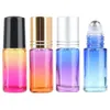 5ml Gradient Color Glass Bottles Perfume Essential Oil Roller Bottle with Stainless Steel Roller Balls Container for Home Travel Use Thjkk