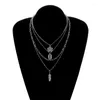 Pendant Necklaces Punk Multilayer Chains Star Shell Feather Necklace For Women Vintage Geometric Sweater Colar Jewelry