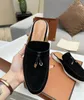 scarpe eleganti ciondoli estivi diapositive impreziosite loro pianan pantofole in pelle scamosciata LP sandali di lusso scarpe in vera pelle punta aperta appartamenti casual per donna tendenza moda di lusso