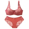 Beha's stelt sexy kant plus maat vrouwelijke lingerie transparante dunne dikke dikke bcde cup bh bh sets ademende dames ondergoed slipjes briefs 230427