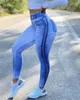 Женские брюки с высокой талией, узкие активные женские джинсовые брюки с принтом, спортивные леггинсы с контролем живота BuLift, повседневная мода 2023