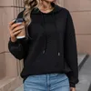 Bluzy damskie kobiety swobodny pullover stały kolor bluzy jesienne zima 2023 Jacquard wzór z kapturem z kapturem z kapturem z kapturem