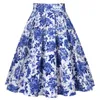 skirt White Blue Harajuku Floral Pleated Skirts Womens School Korean 2022 Punk Y2K Cotton Vintage 50s 60s Vintage Party Skater