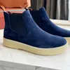 Stövlar 2023 Vinter Suede Leather Flat Bottom Bekväm Midhylsa Versatile Herr LP Casual Short