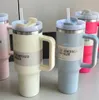 US-Lager 1:1 Logo Tumbler Watermelon Moonshine Tye Dye Pink Flamingo Quencher H2.0 40oz Tumblers Tassen Kaffeetasse Tasse Outdoor Camping Tasse Deckel Rosa Kaffeetassen GG1206