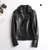 Women's Leather Classic Fashion Spring Autumn Real Jacket Women Sheepskin Short Motorcycle Coat Black Large Size Genuine Clothes